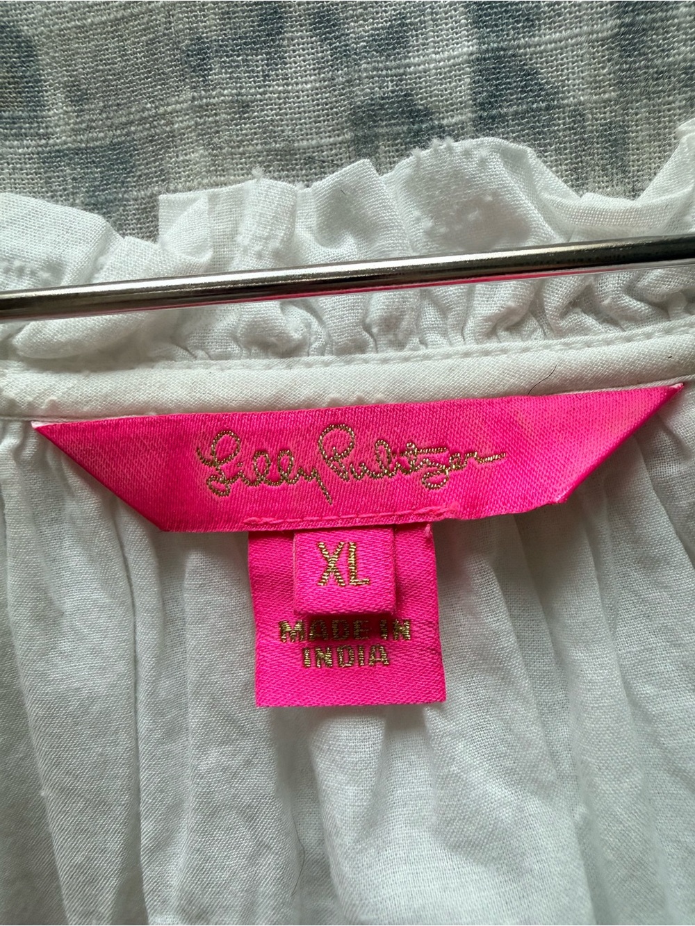 Lilly Pulitzer White Embroidered Peasant Blouse with Pink Tassel - Picture 2 of 3